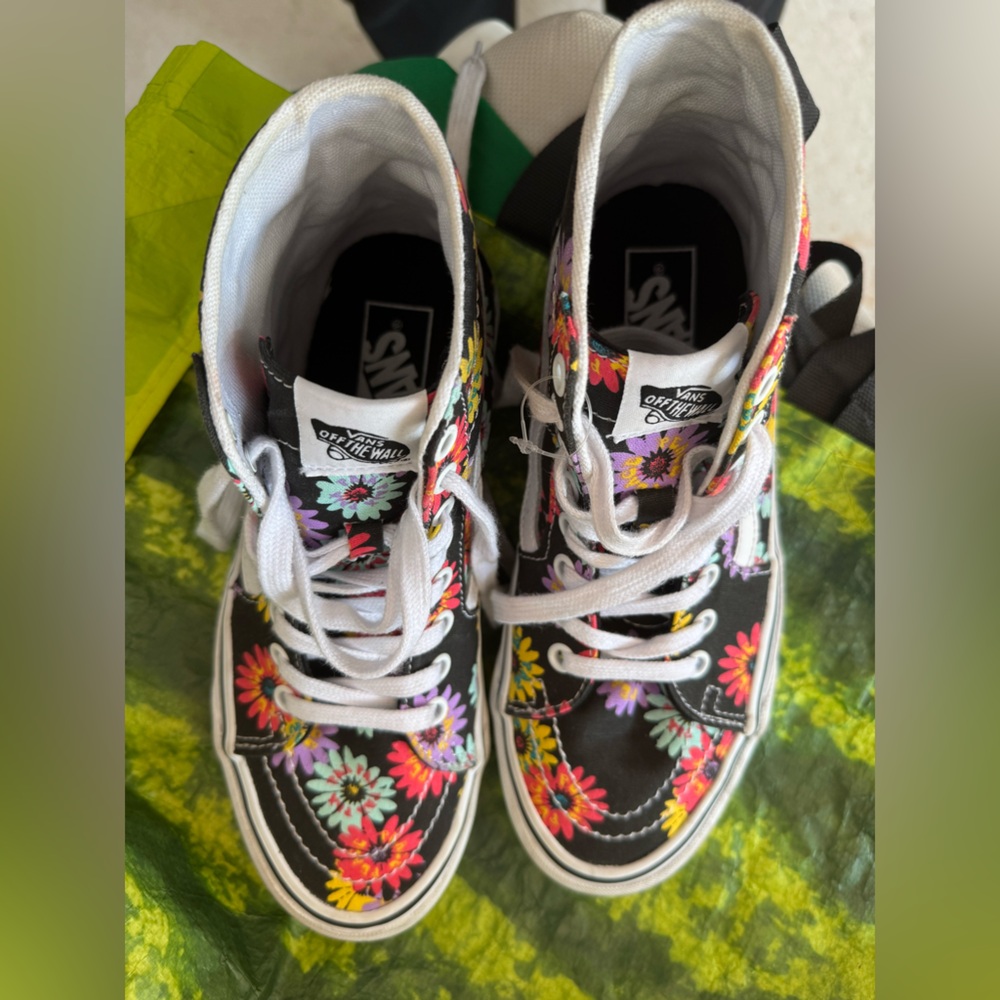 Vans High-Top Sneakers - Black with Floral Print